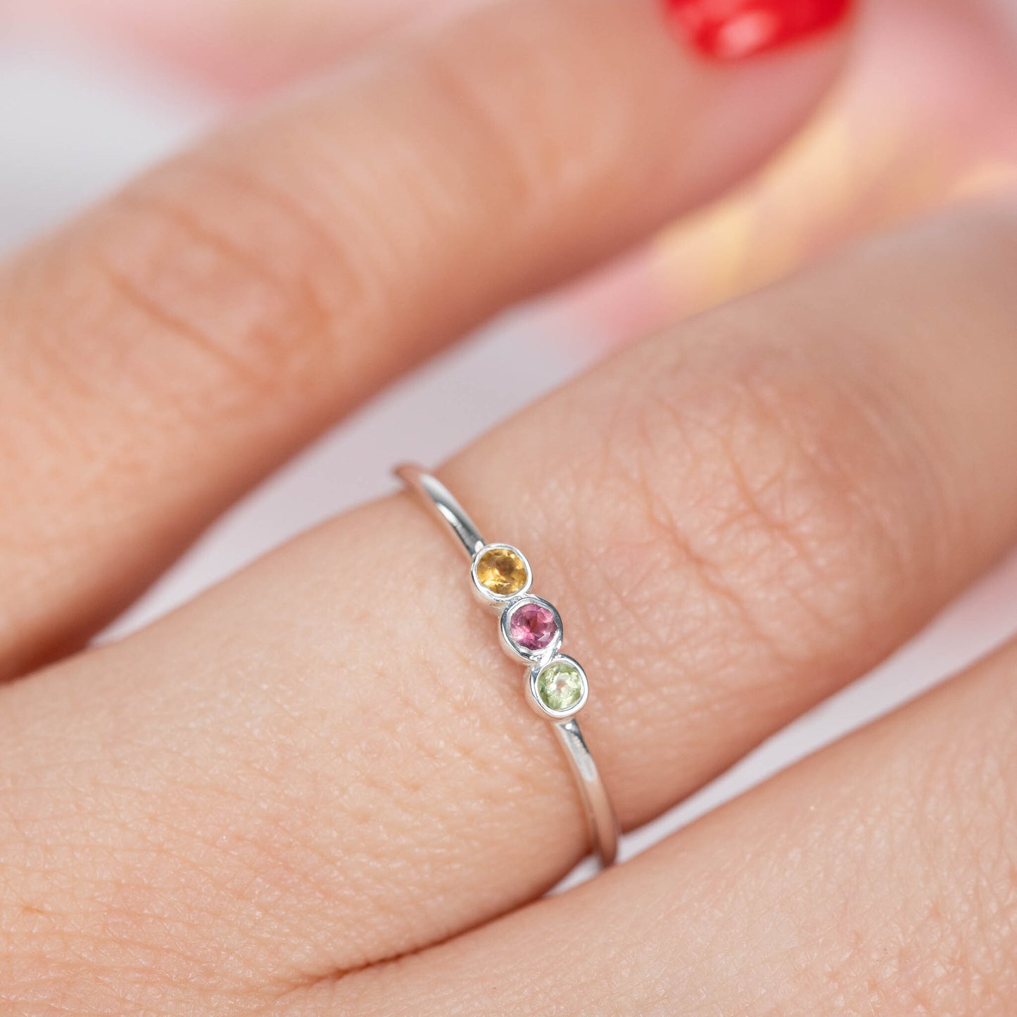 birthstone trio ring