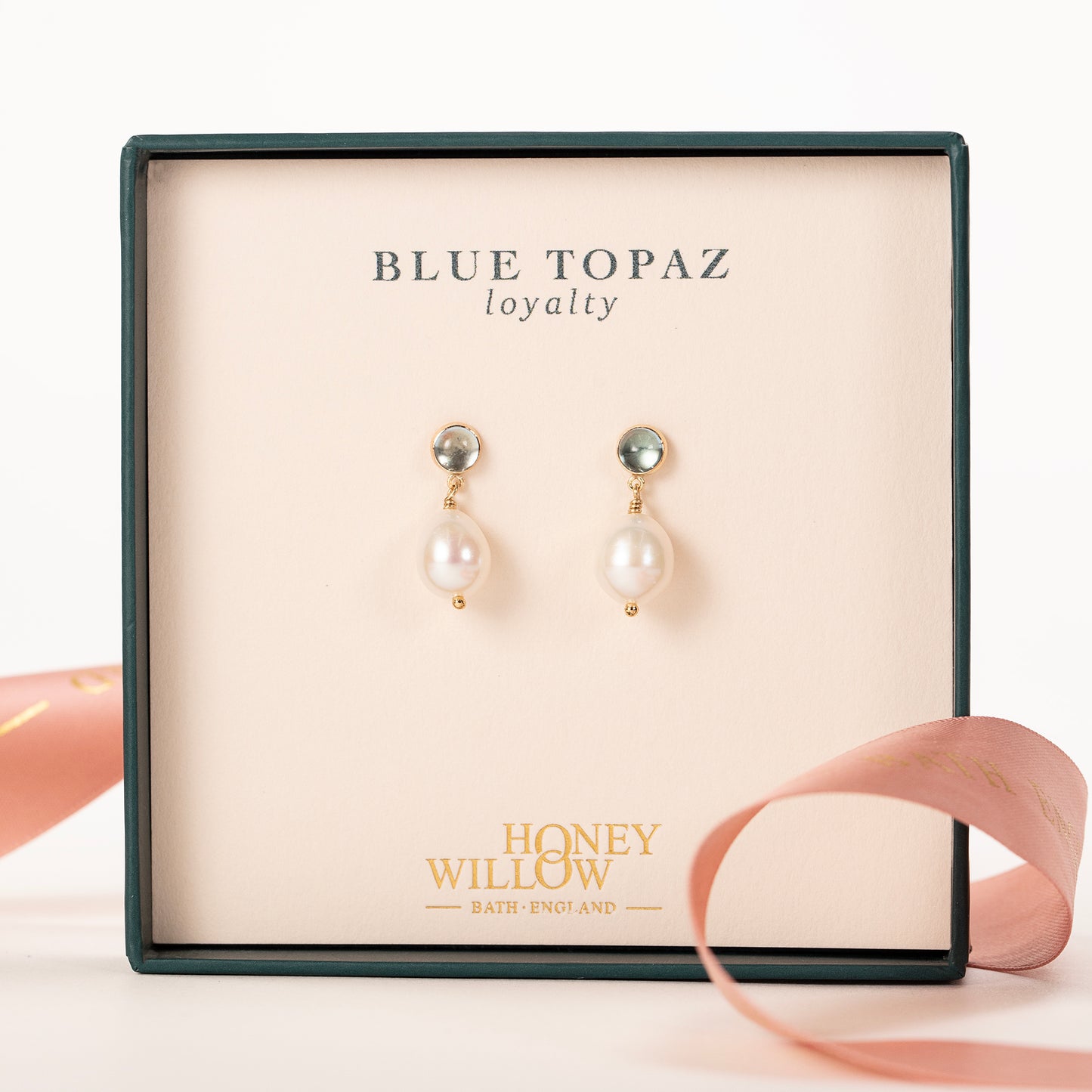 blue topaz pearl earrings