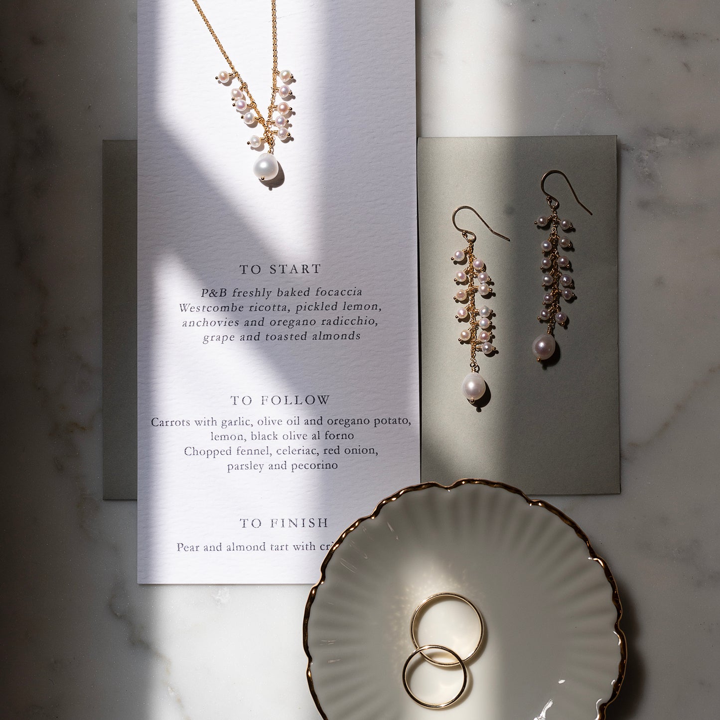 Pearl Vine Drop Earrings - Silver & Gold - Latona