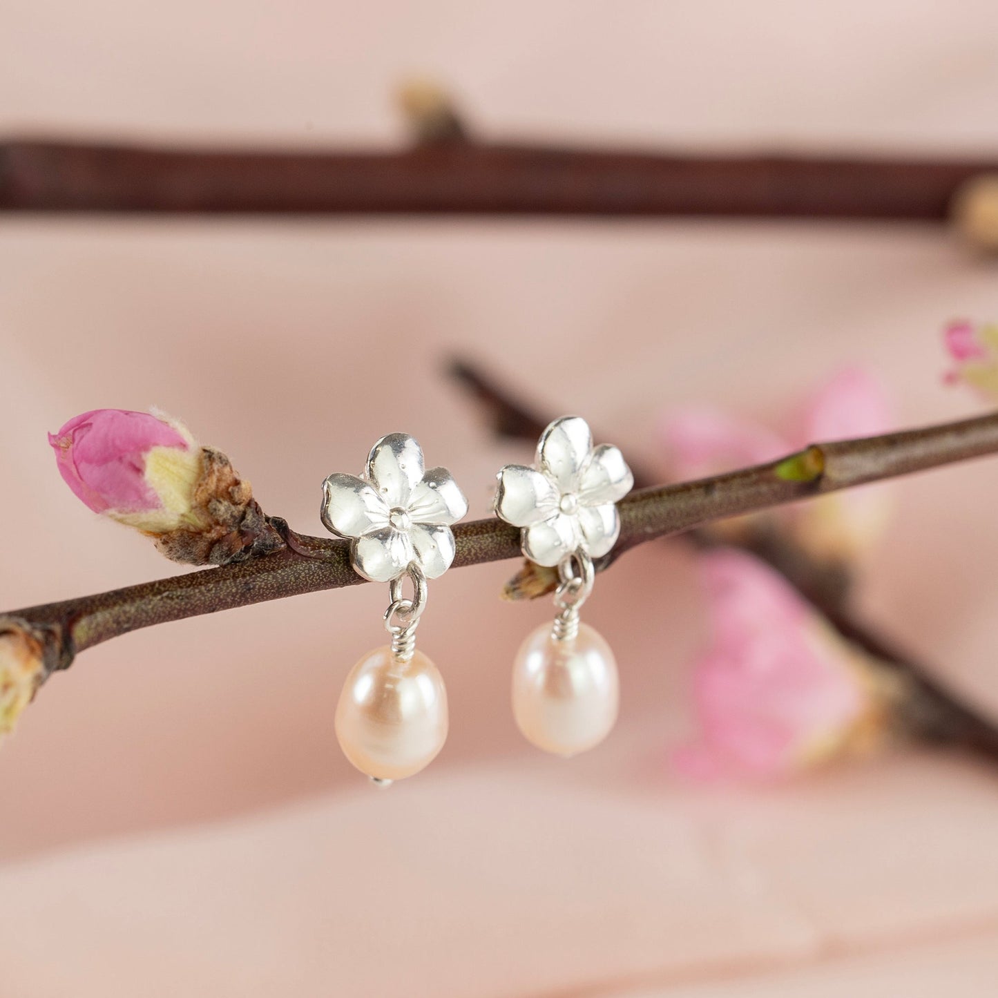cherry blossom pearl earrings