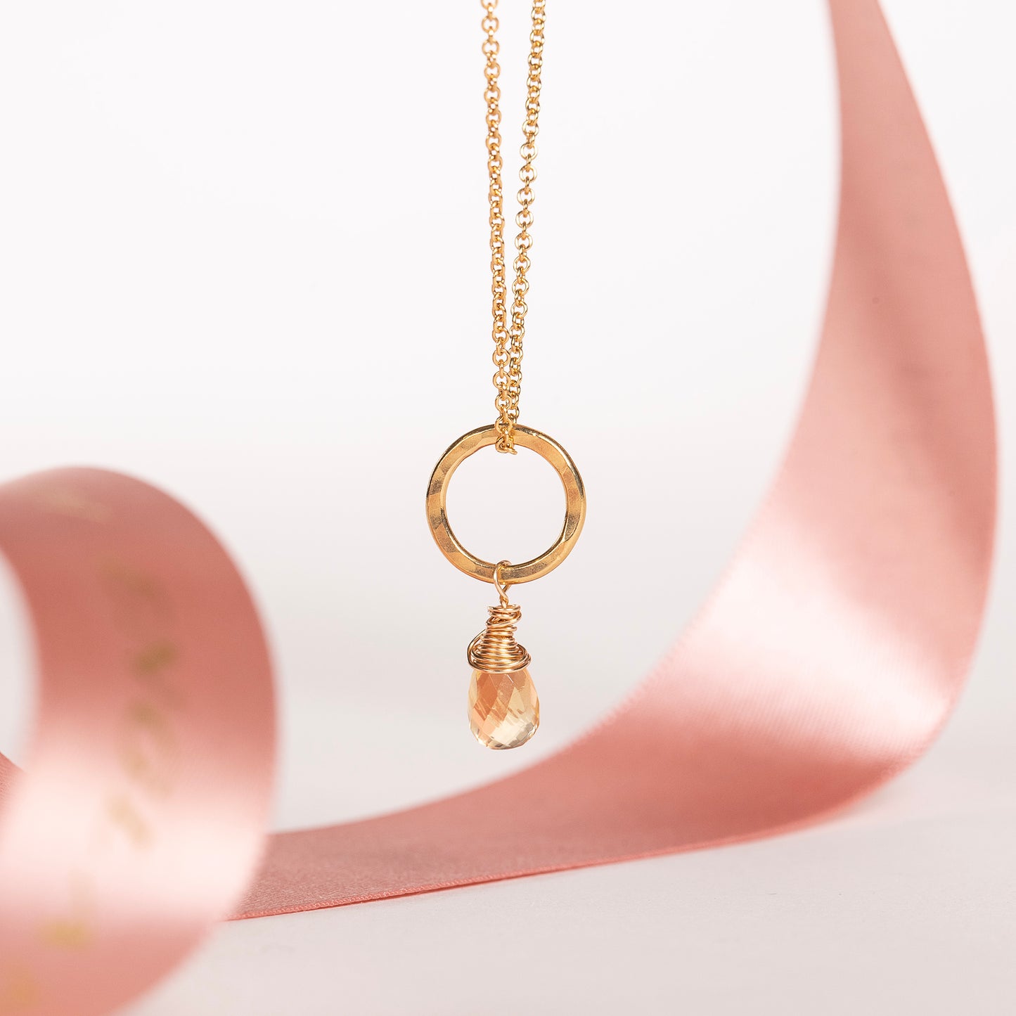 citrine circle necklace