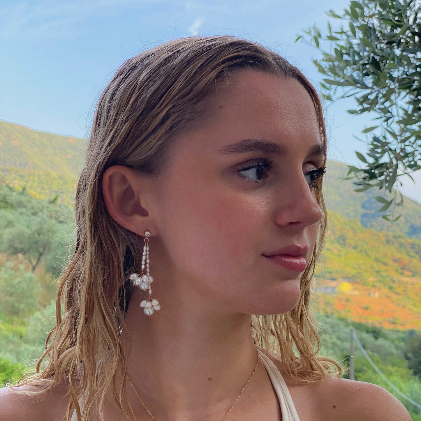 double strand pearl earrings