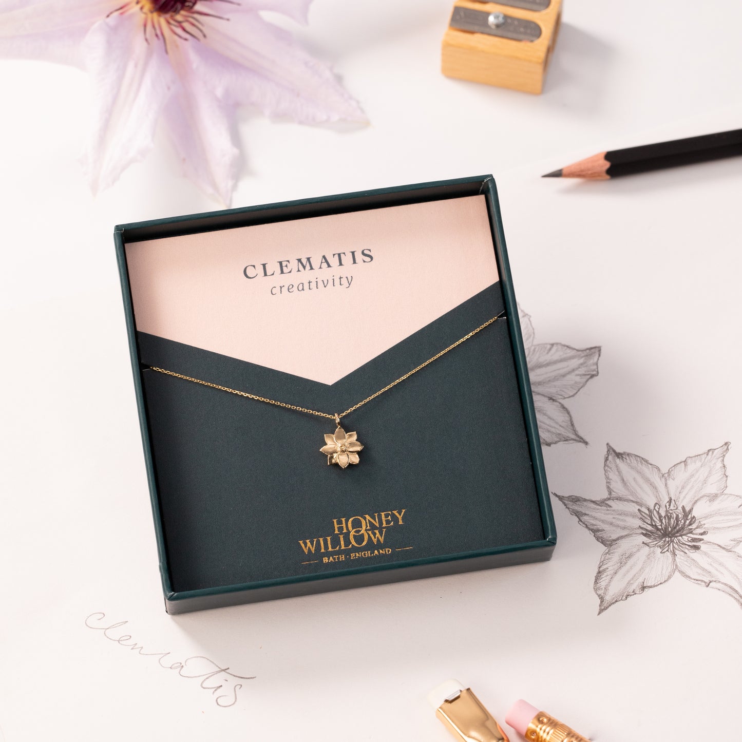 Waldreben-Blumenkette – Kreativität – 9 Karat Gold