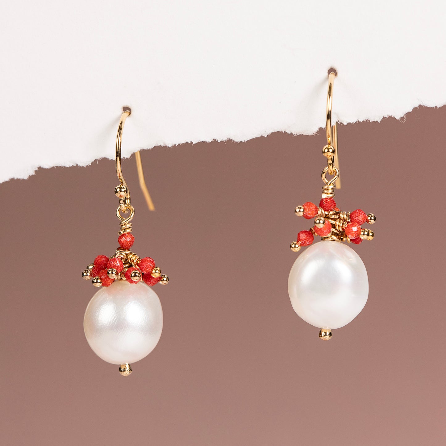 coral pearl earrings