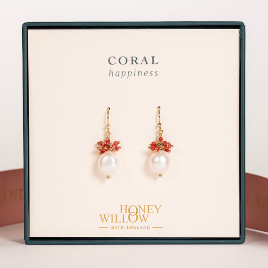 coral pearl earrings