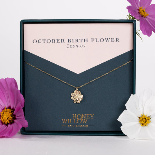 October Birth Flower Necklace - Cosmos - 9kt Gold