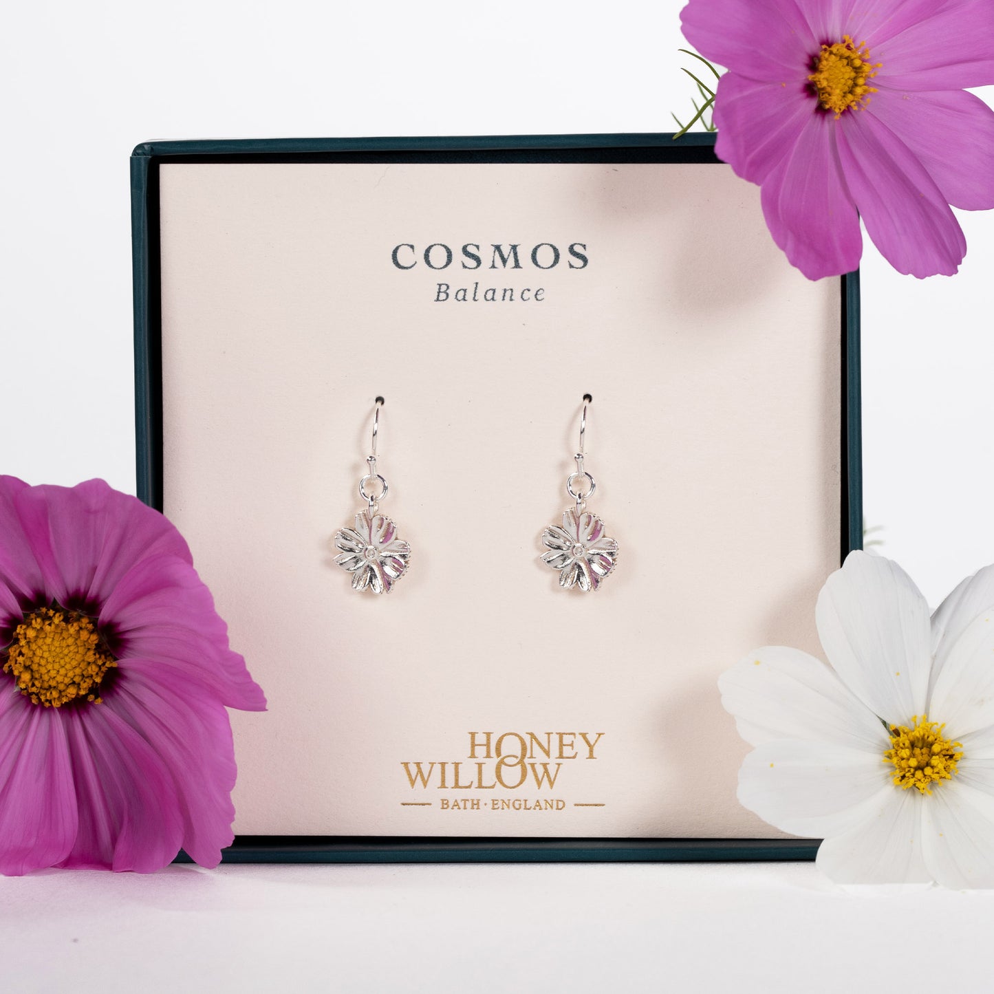 Cosmos Flower Earrings - Balance - Silver