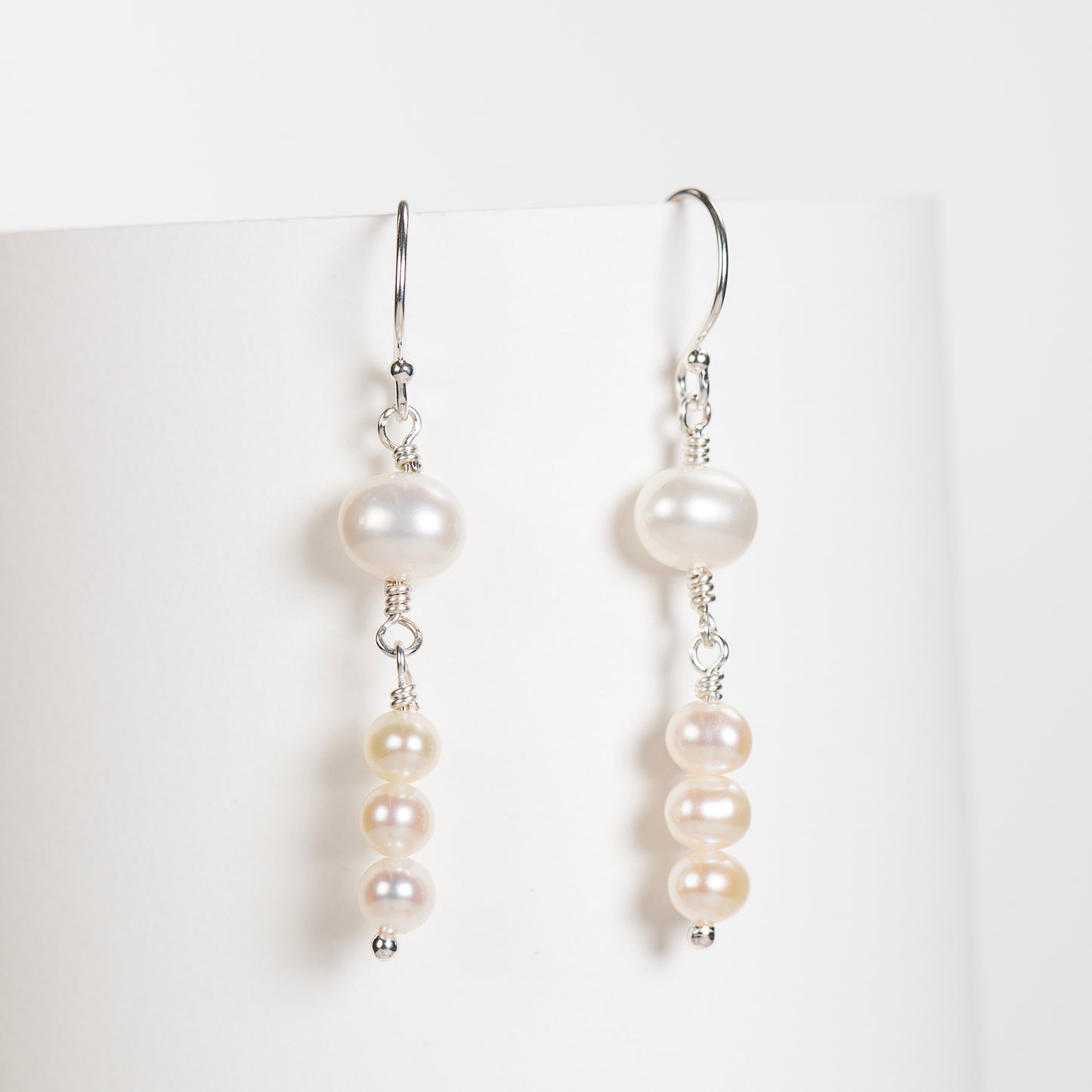 Pearl Drop Earrings - Silver & Gold - Cybele