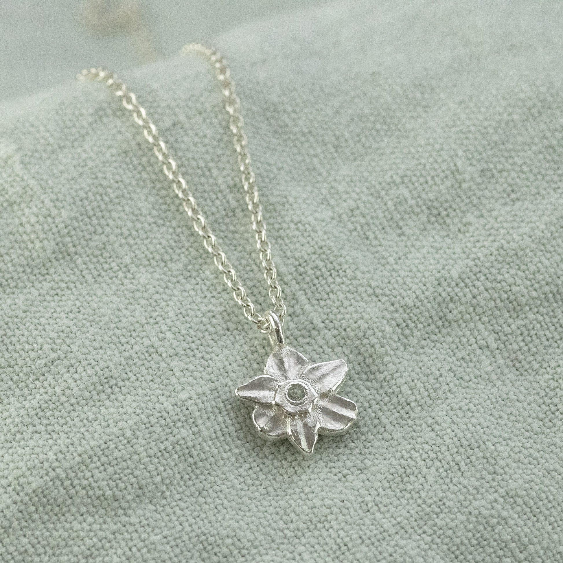 Daffodil Birthstone Necklace - Silver