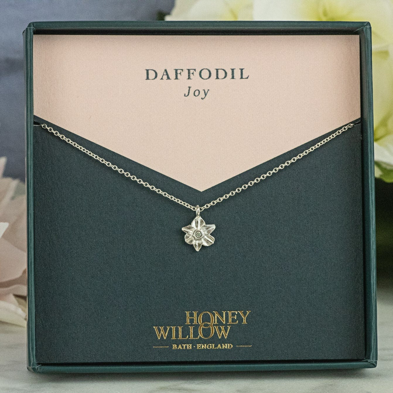 Daffodil Birthstone Necklace - Silver