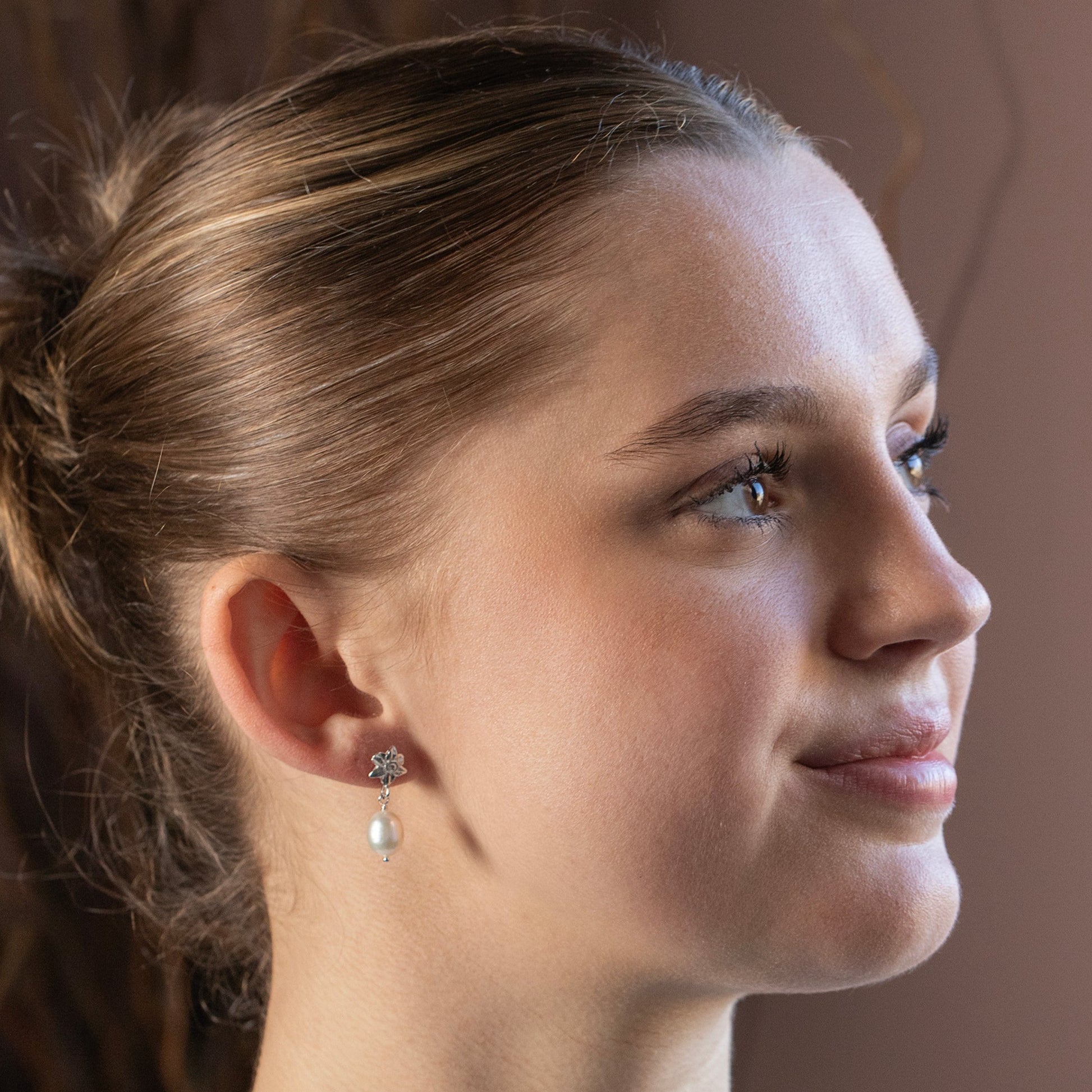 daffodil pearl earrings