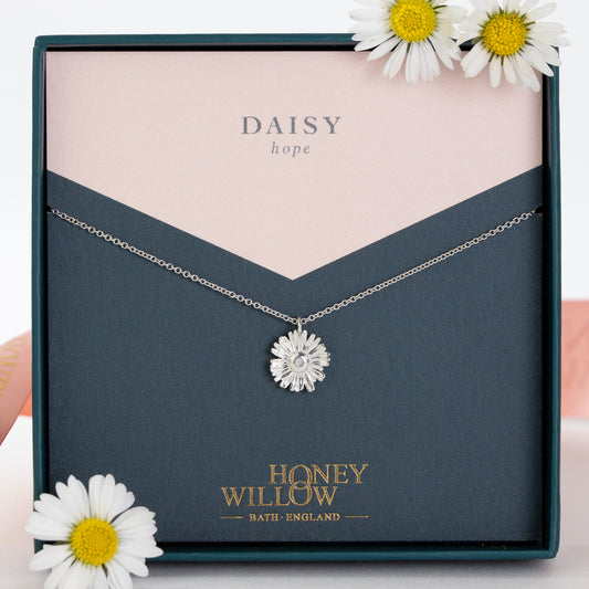 Daisy Flower Necklace - Hope - Silver