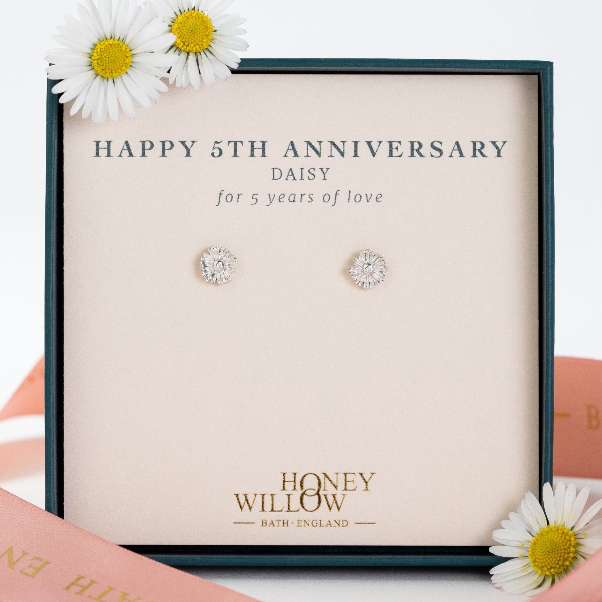 5th Anniversary Gift - Daisy Flower Studs