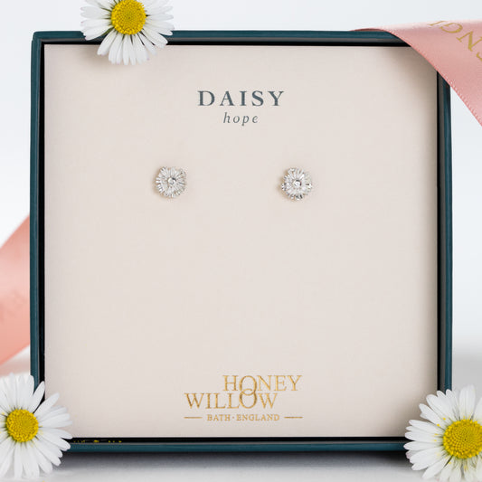 Daisy Flower Stud Earrings - Hope - Silver