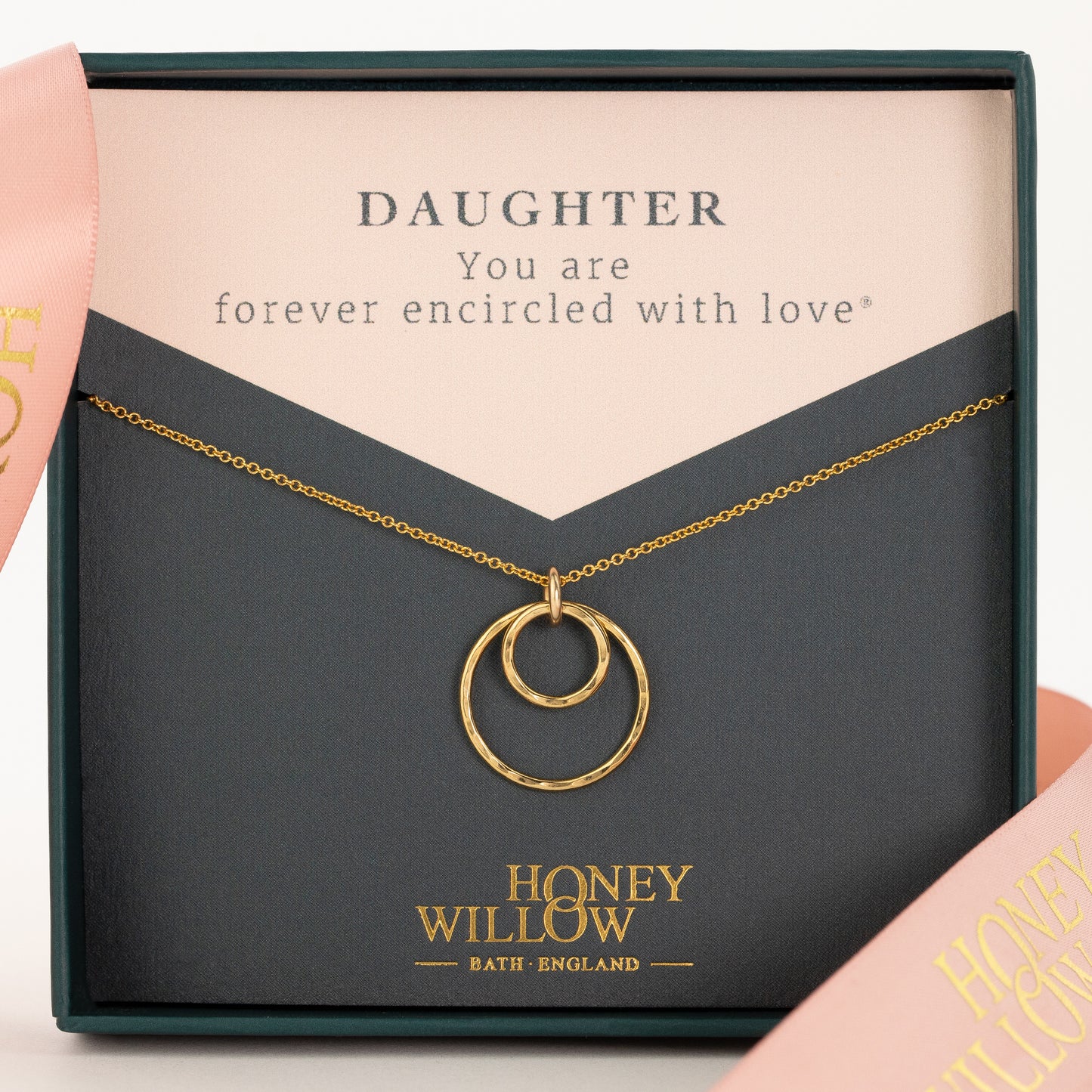 Gift for Daughter - Double Halo Necklace - Silver & Gold