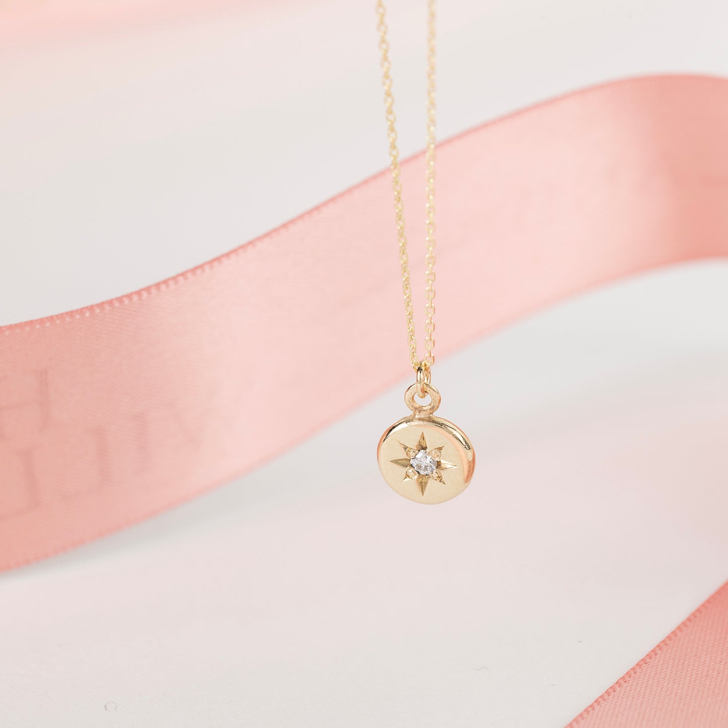 April Birthday Gift - Diamond Star Set Necklace - 9kt Gold