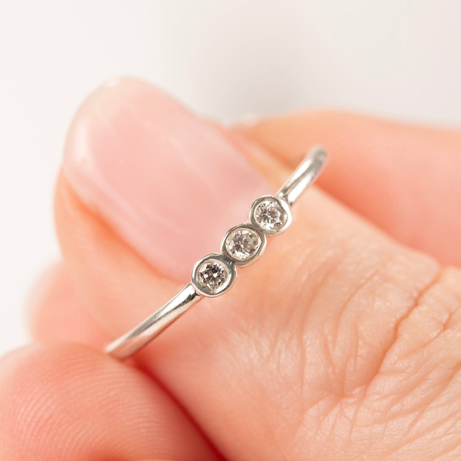 dainty diamond trio ring