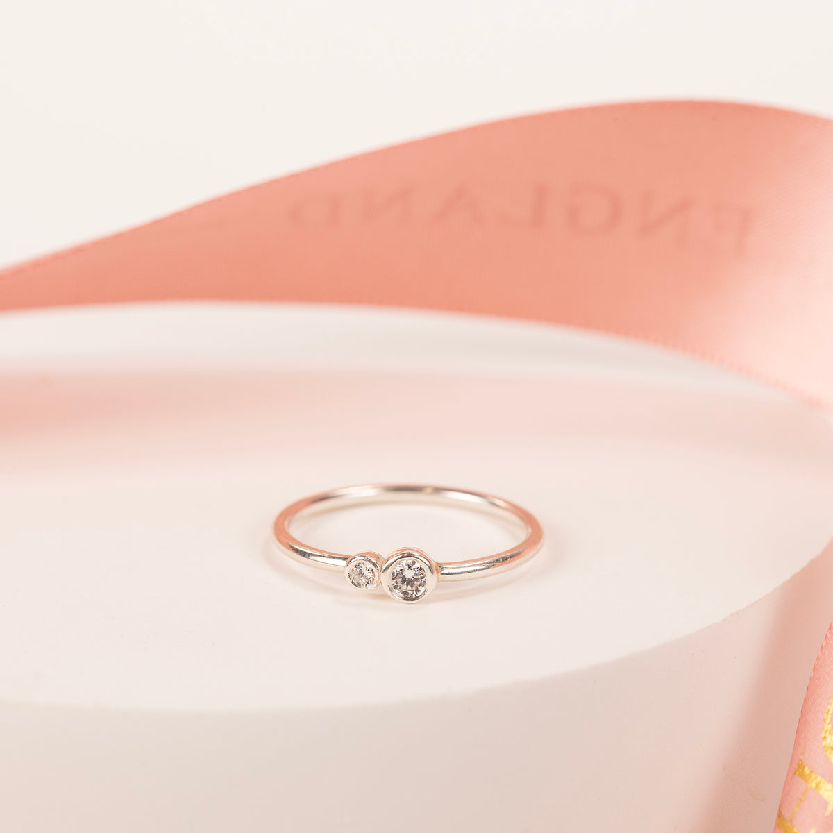 Dubble Dia Rings Asymmetrical Double Diamond Ring - Lab Grown Diamonds & Silver - 2mm ...