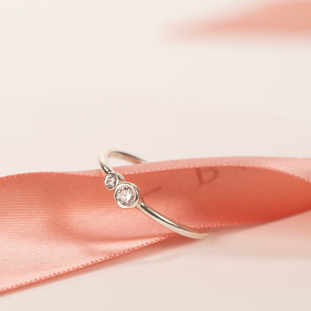 Dubble Dia Rings Asymmetrical Double Diamond Ring - Lab Grown Diamonds & Silver - 2mm ...