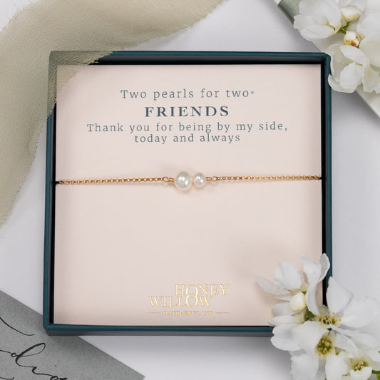Wedding Day Gift for Friend - Double Pearl Bracelet