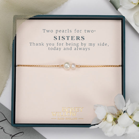 Wedding Day Gift for Sister - Double Pearl Bracelet