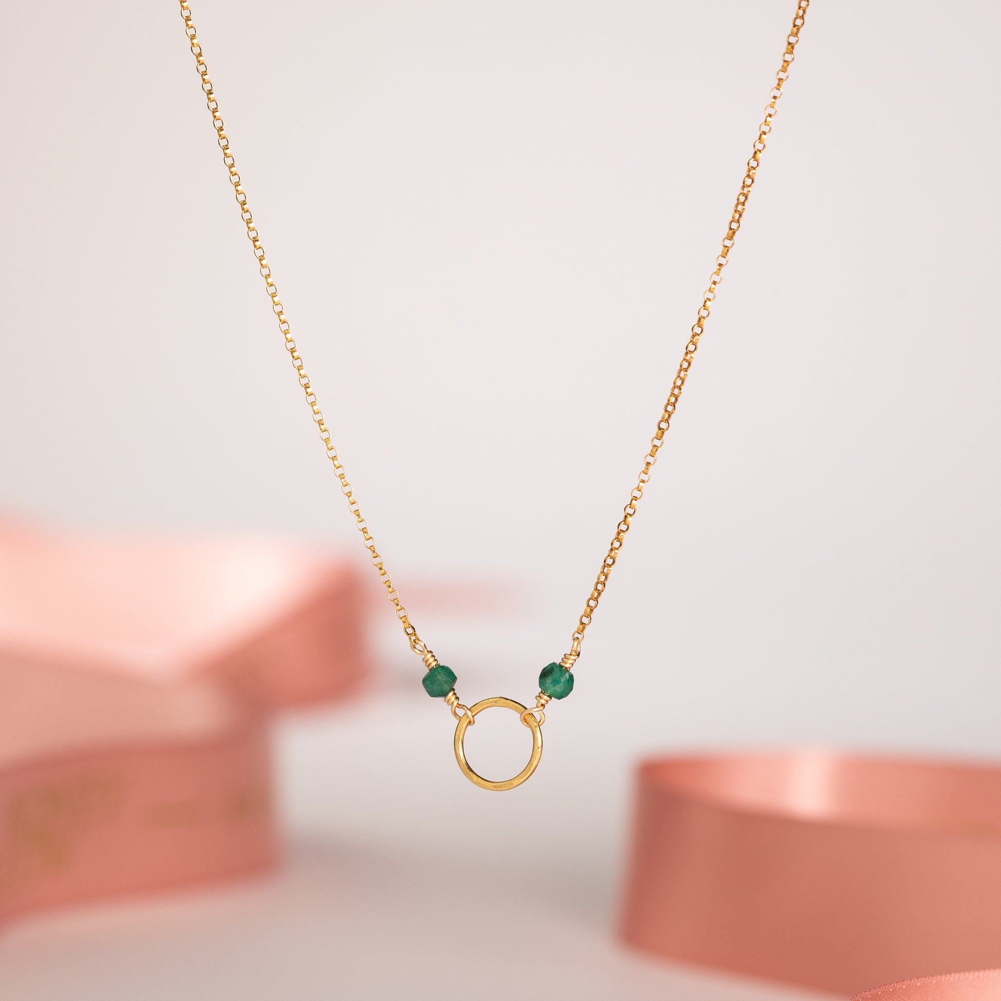 emerald halo necklace