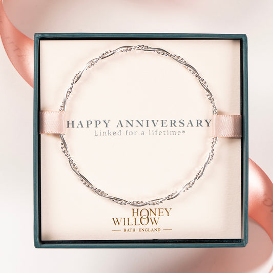 Anniversary Gift - Entwined Bangle - Linked for a Lifetime - Silver