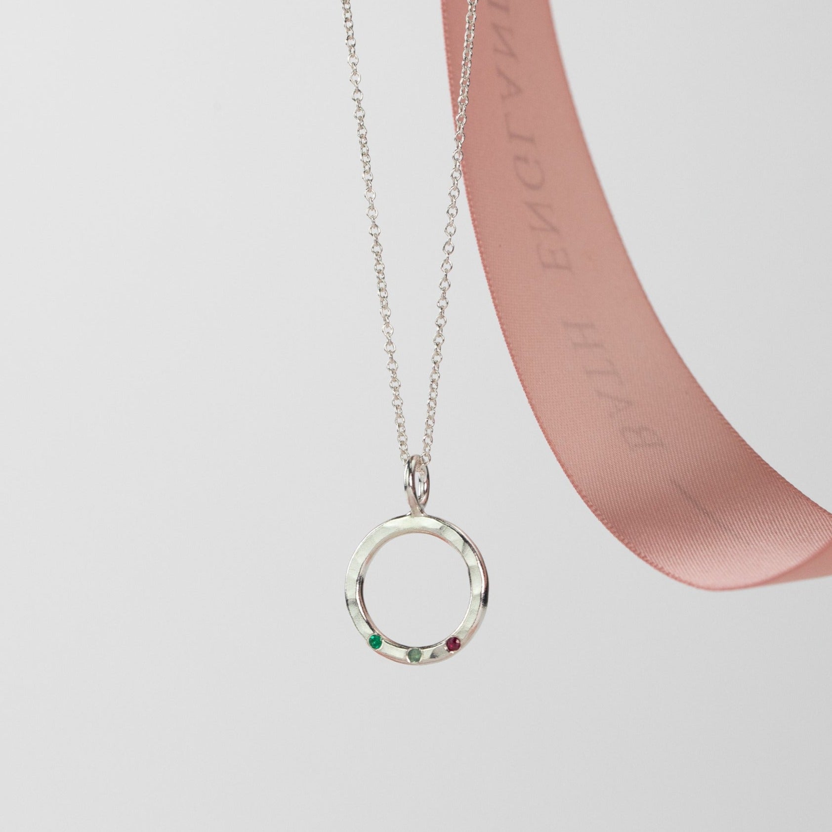 Family Birthstone Halo Necklace