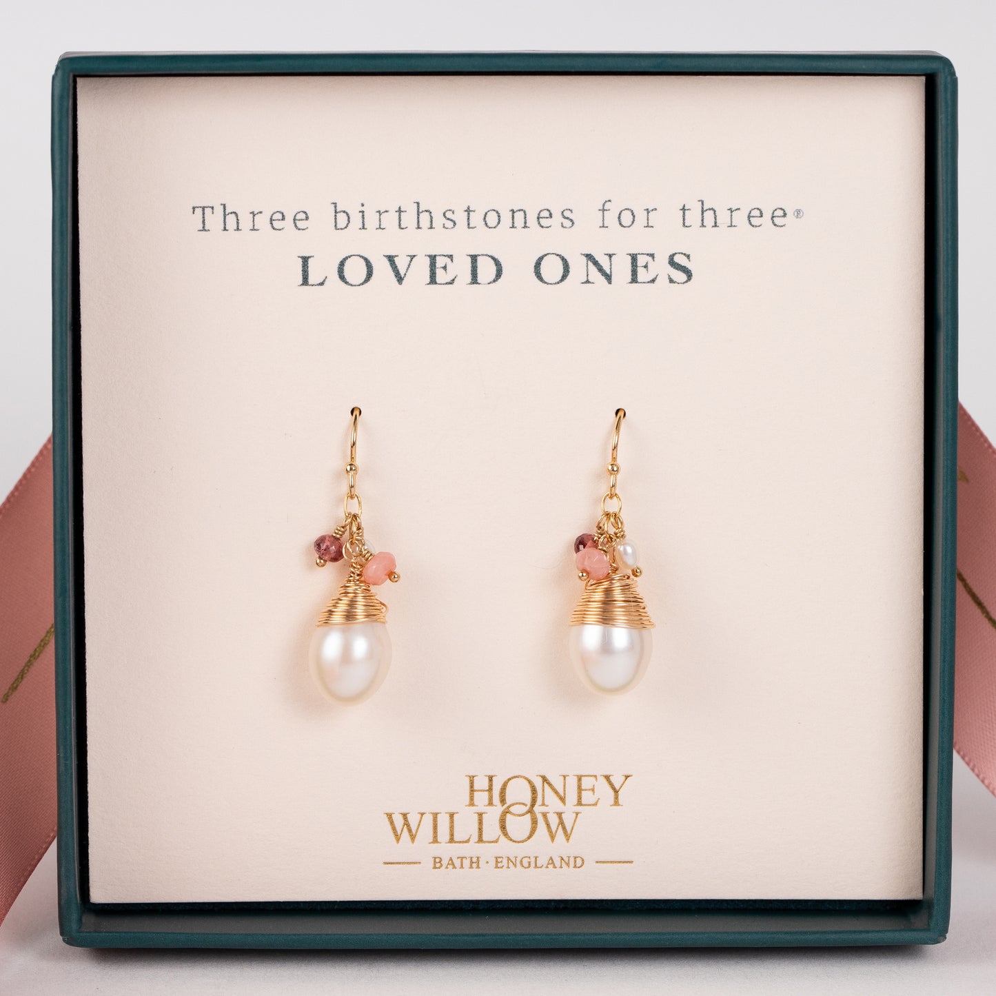 Family Birthstone Earrings with Freshwater Pearls - Birthstones for Loved Ones - Silver & Gold