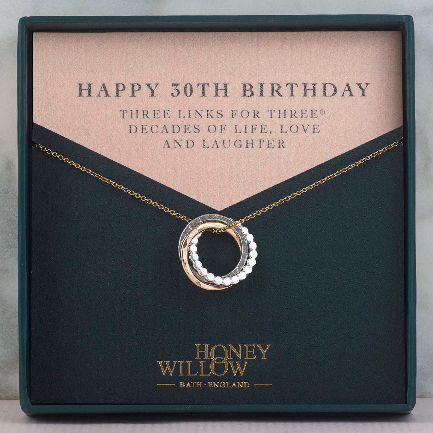 30th Birthday Necklace - The Original 3 Links for 3 Decades Necklace - Silver & Gold