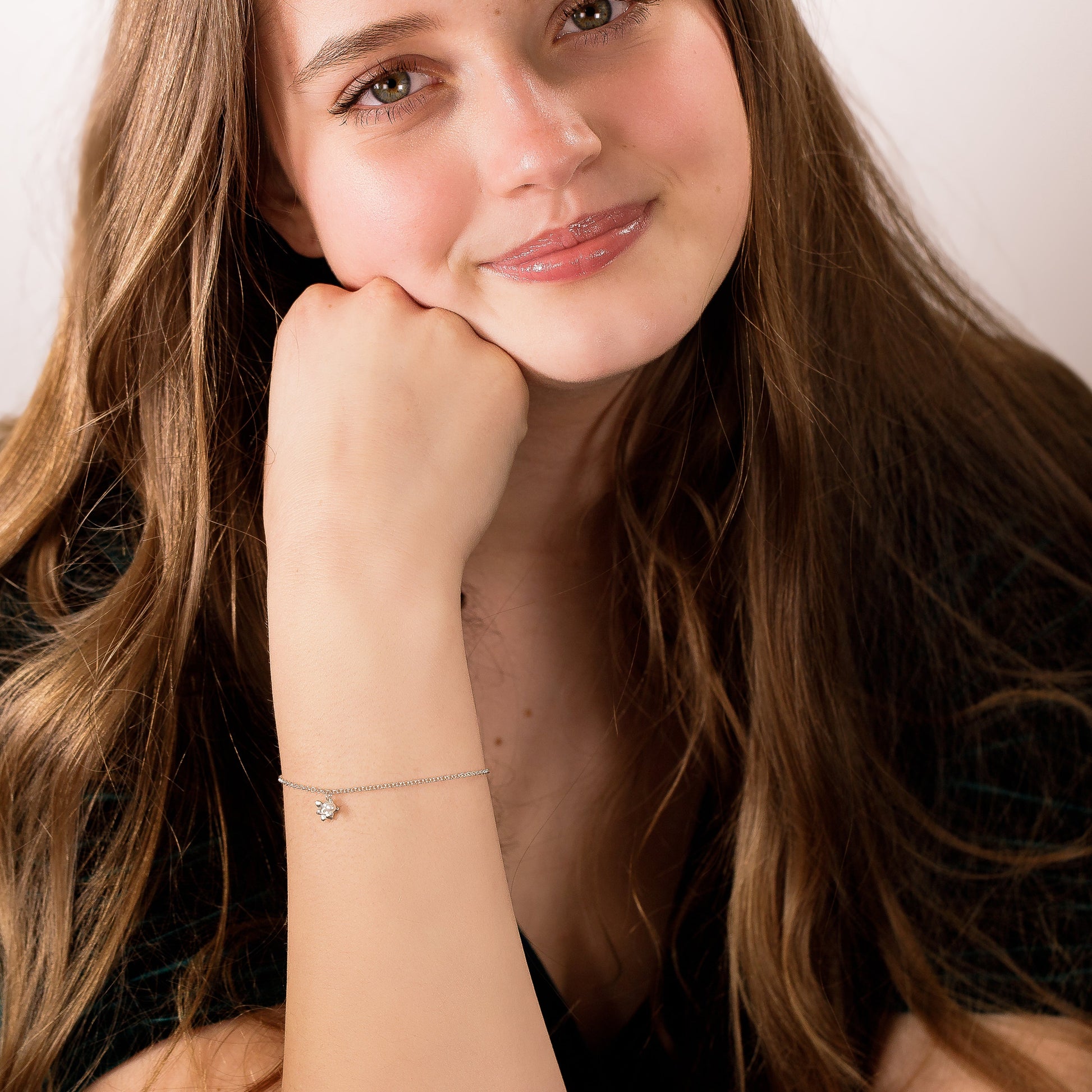 Graduation Gift - Delicate Freesia Flower & Pearl Bracelet - Independence - Silver