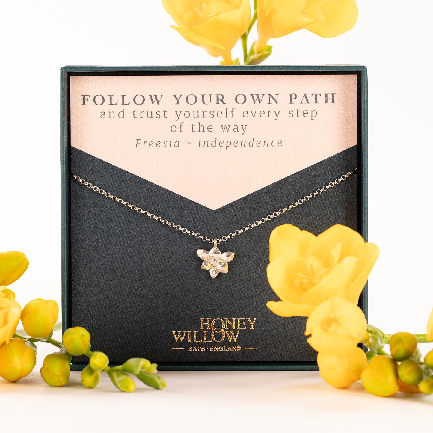 Freesia Flower Necklace - Independence - Silver