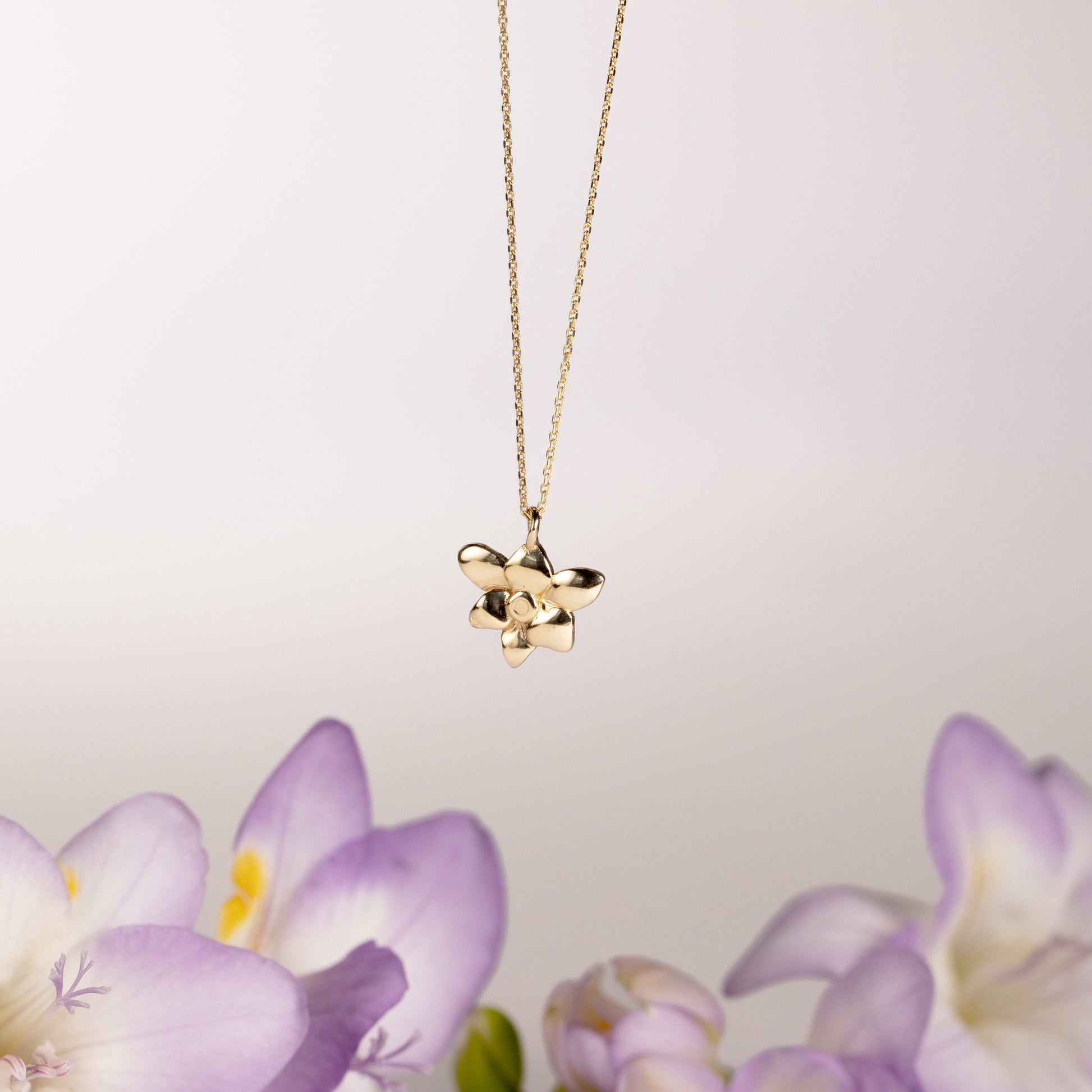 gold freesia necklace