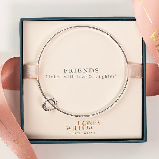 Personalised Friends Bangle - Linked for a Lifetime - Silver
