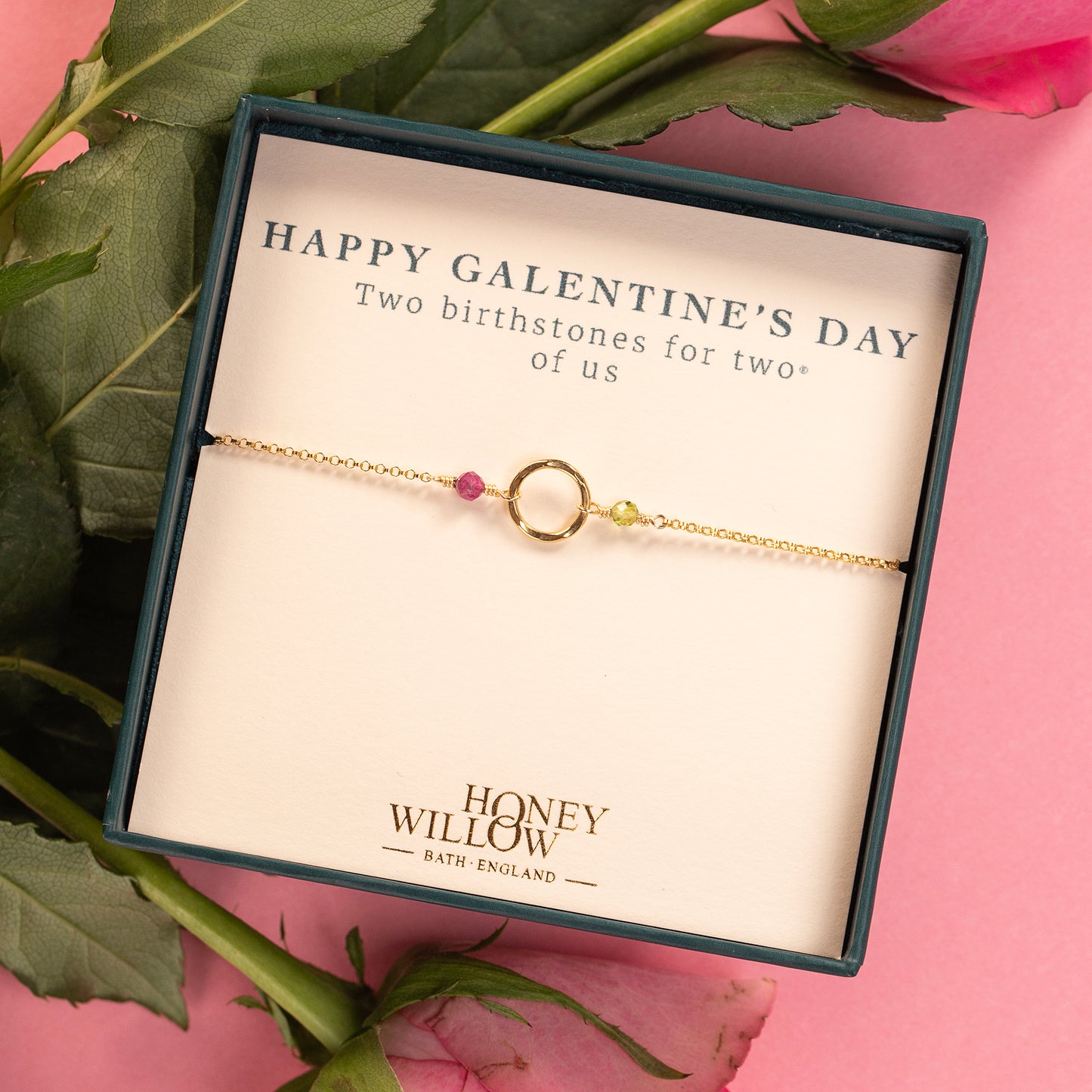 Friendship Bracelet - Double Birthstone Halo Bracelet - Silver & Gold