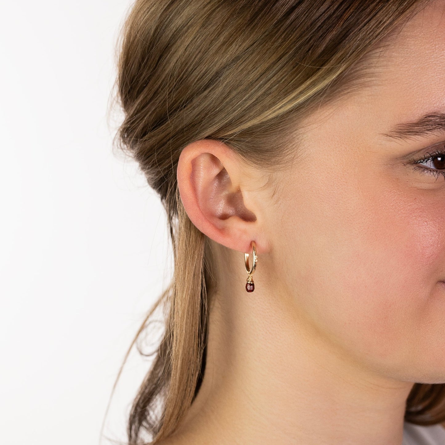 garnet hoop earrings