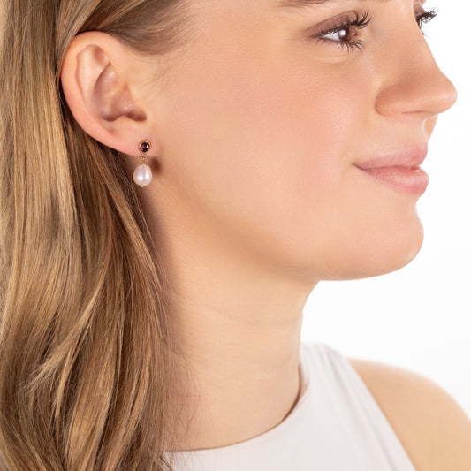 garnet and pearl earrings