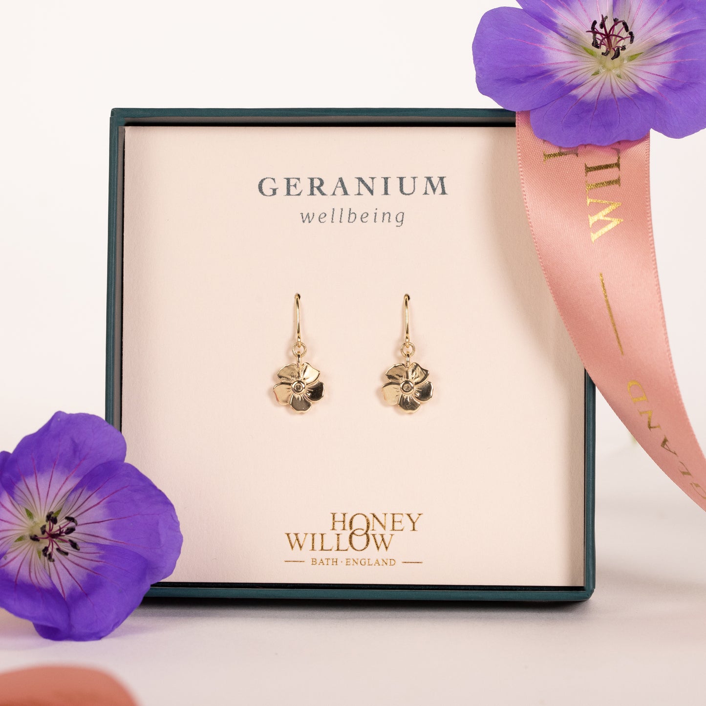 geranium earrings