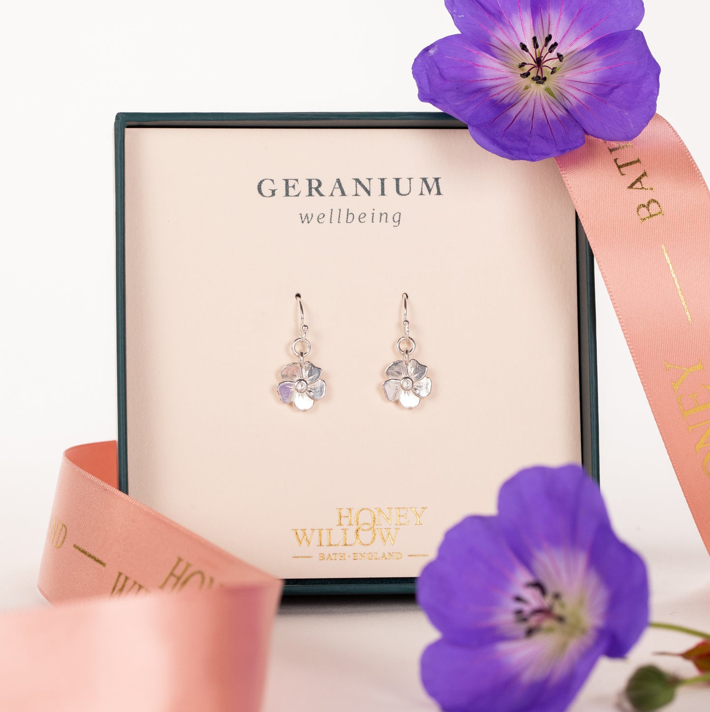 geranium earrings