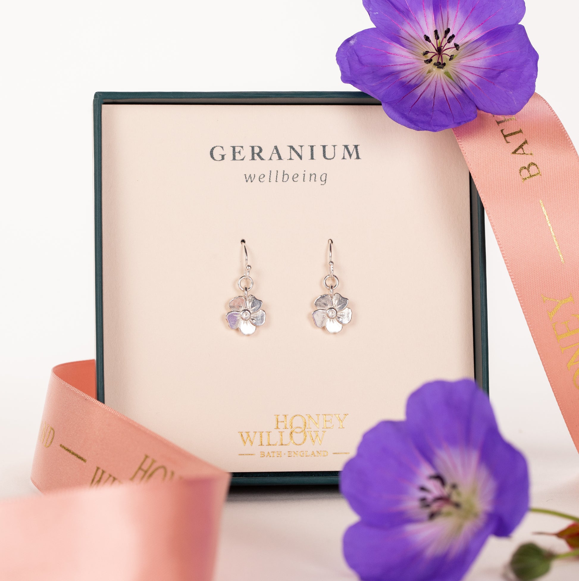 geranium earrings