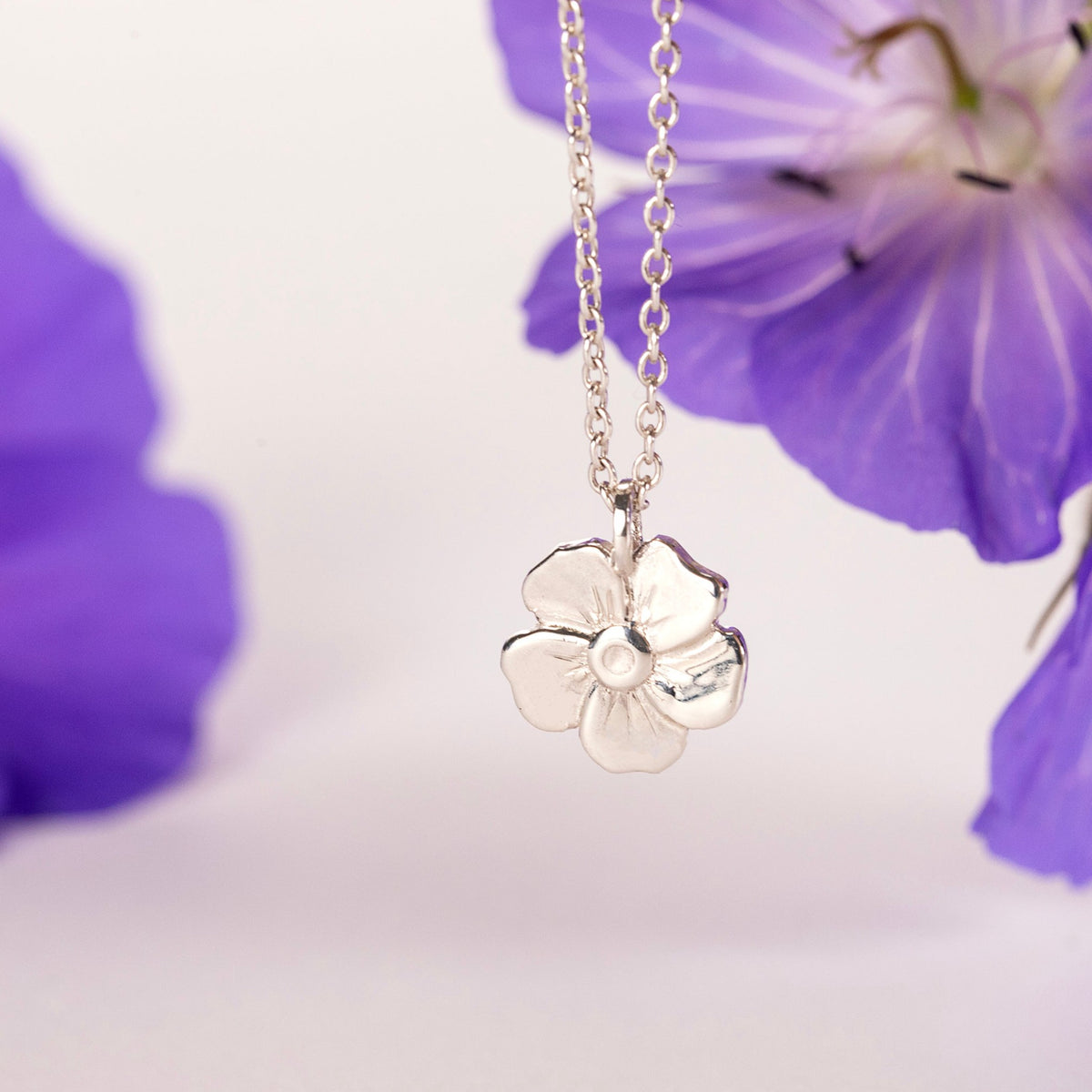 Gift Geranium 4th Anniversary Gift - Geranium Flower Necklace - Silver – Honey Willow ...