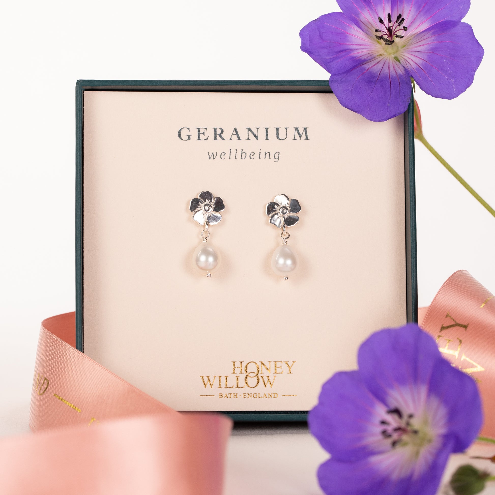 geranium flower earrings