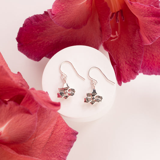 Gladiolus Flower Earrings - Strength - Silver