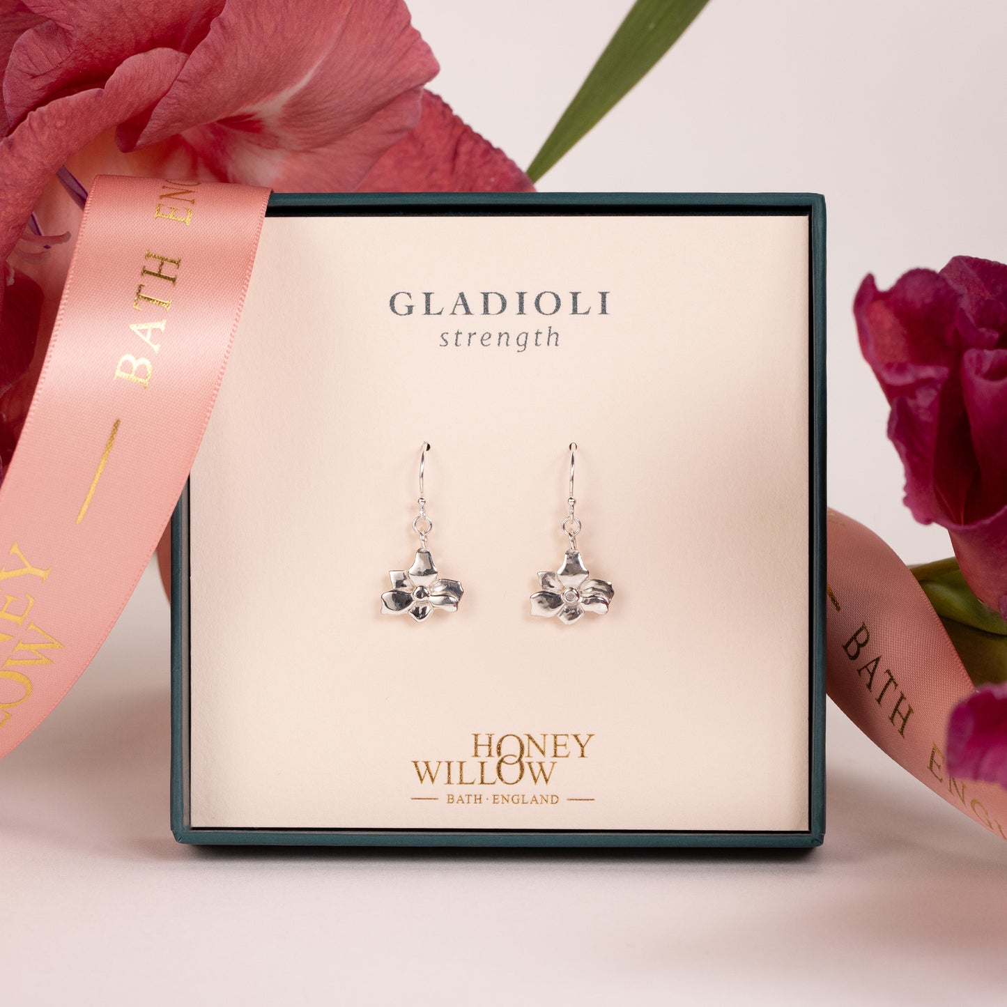 Gladiolus Flower Earrings - Strength - Silver