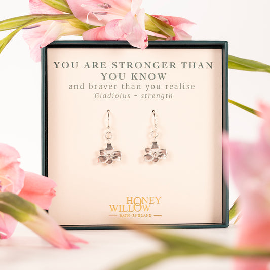 Gladiolus Flower Earrings - Strength - Silver