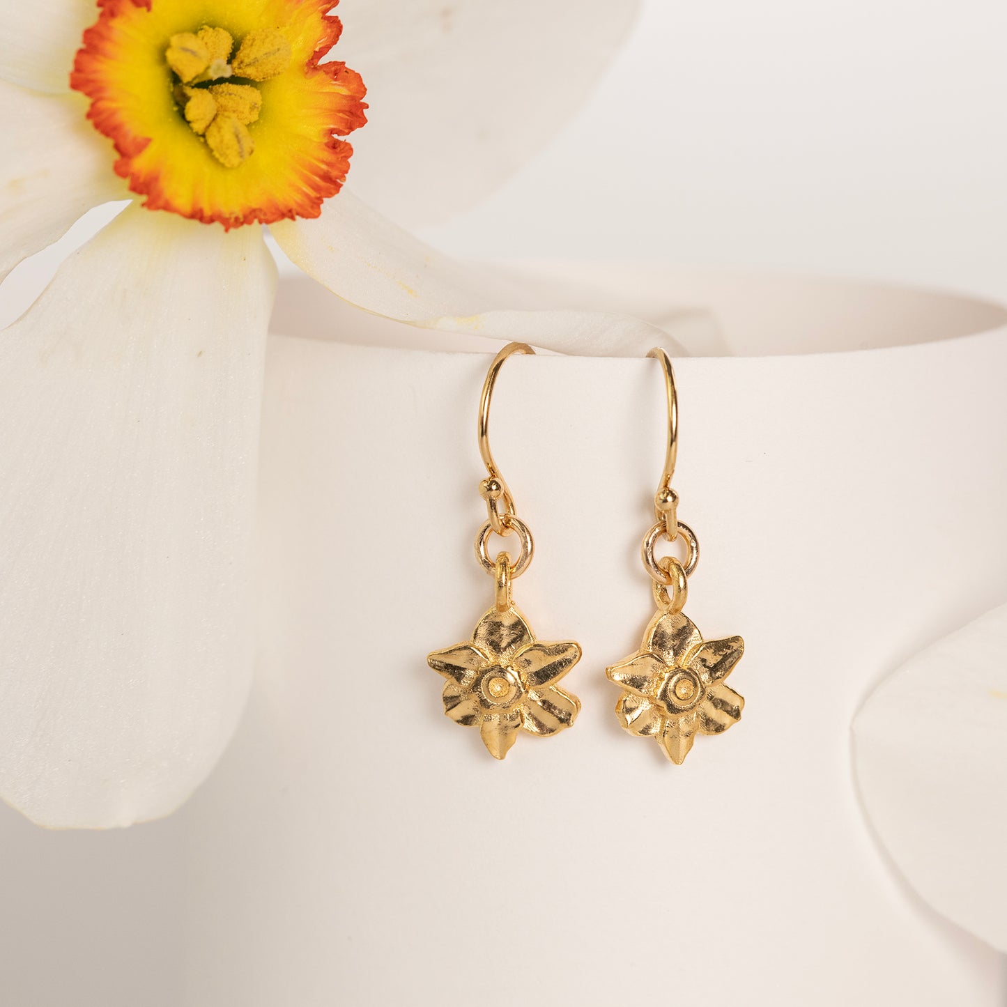 gold vermeil daffodil earrings