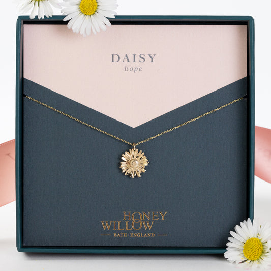 Daisy Flower Necklace - Hope - 9kt Gold