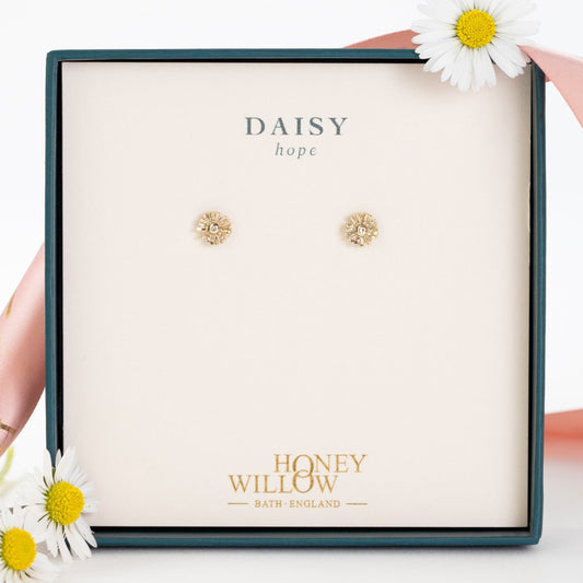 daisy flower studs gold