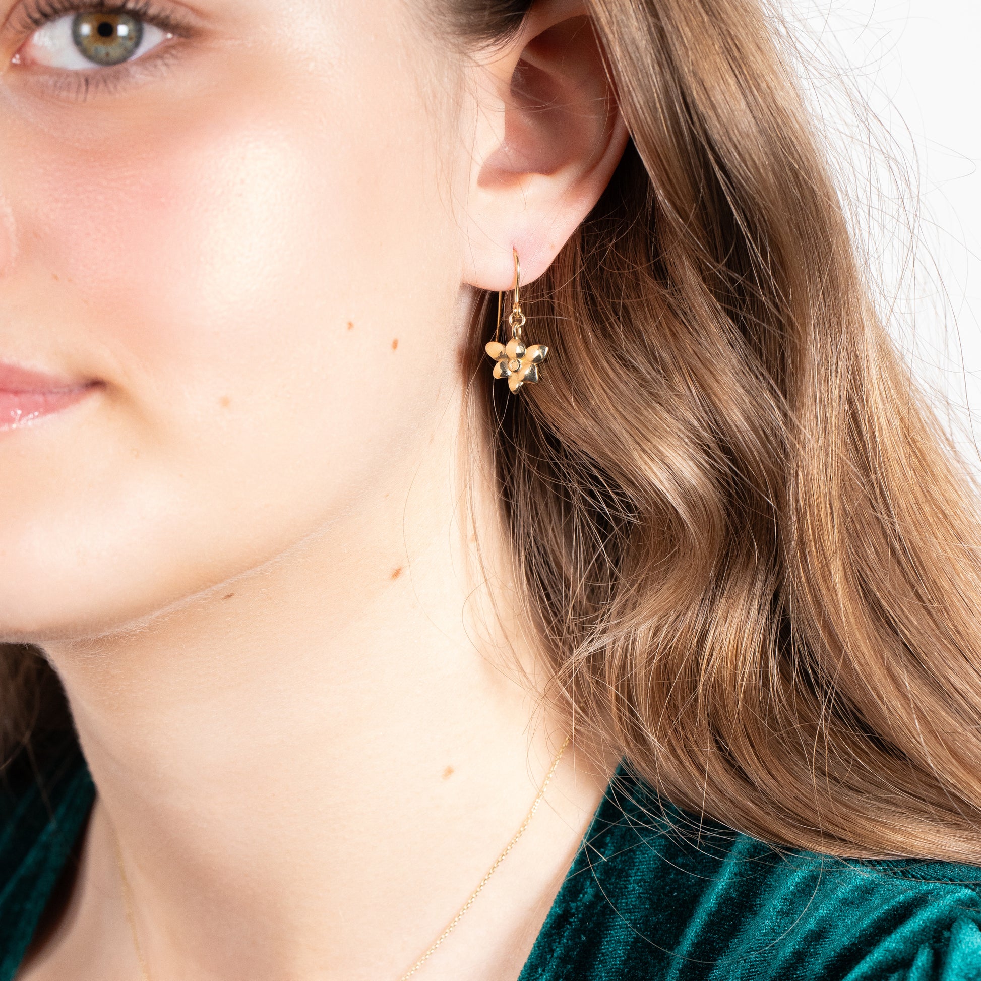 gold freesia earrings