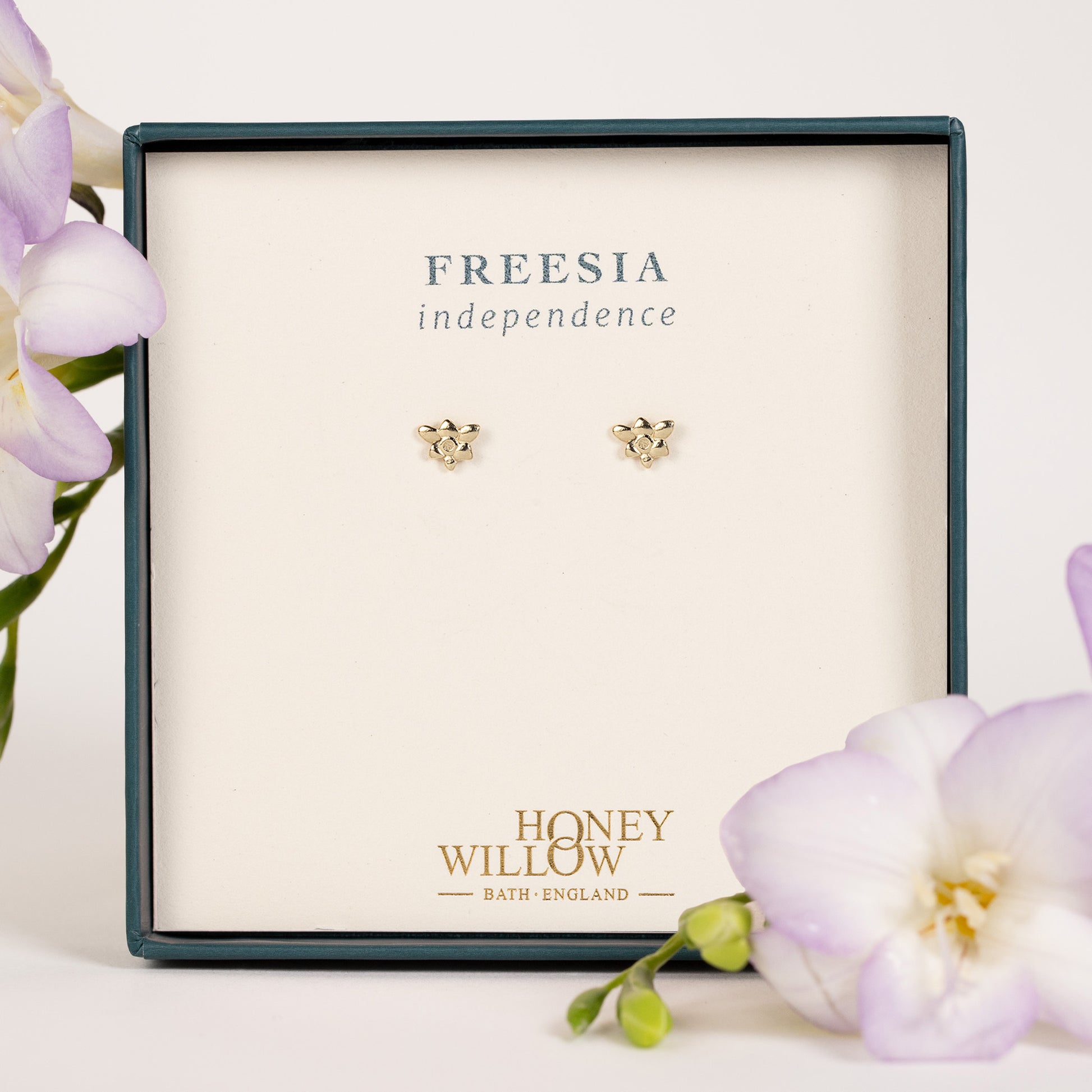 gold freesia studs